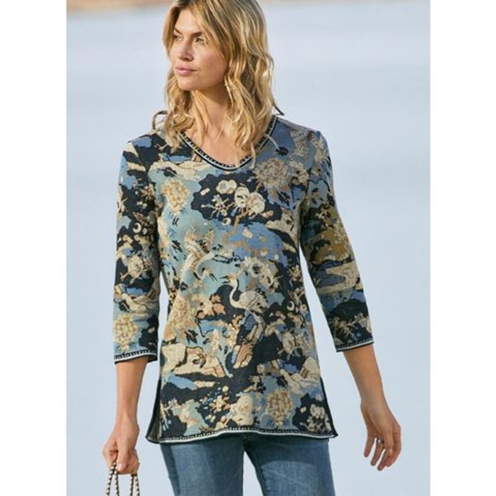 Peruvian Connection Blue Skies Pima Cotton Tunic Top Medium